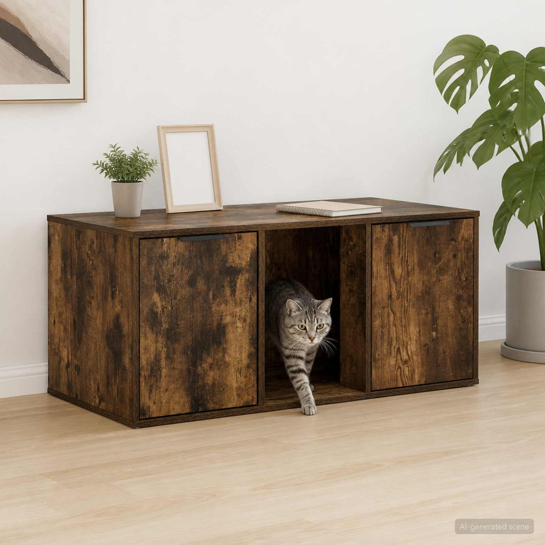 vidaXL Mueble Transportín para Gatos Roble Ahumado 100 x 49 x 45 cm