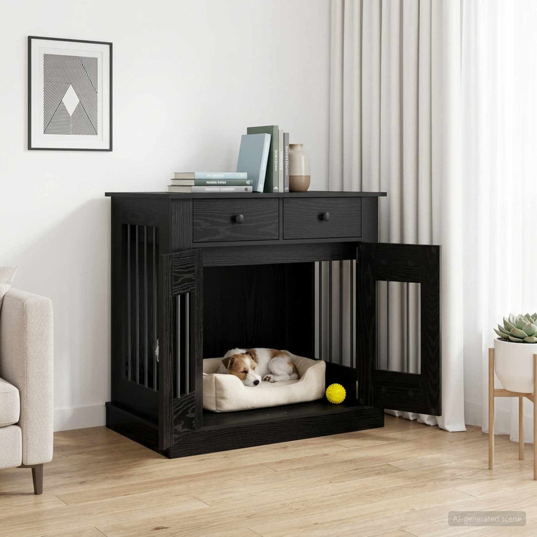 vidaXL Mueble para jaula de perro Roble Negro 80 x 47,5 x 80 cm