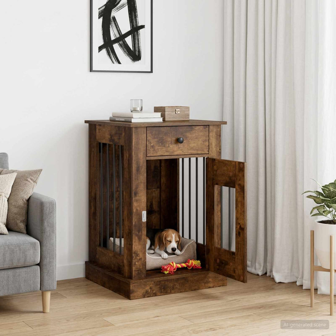 vidaXL Mueble para jaula de perro Roble Ahumado 50 x 47,5 x 80 cm