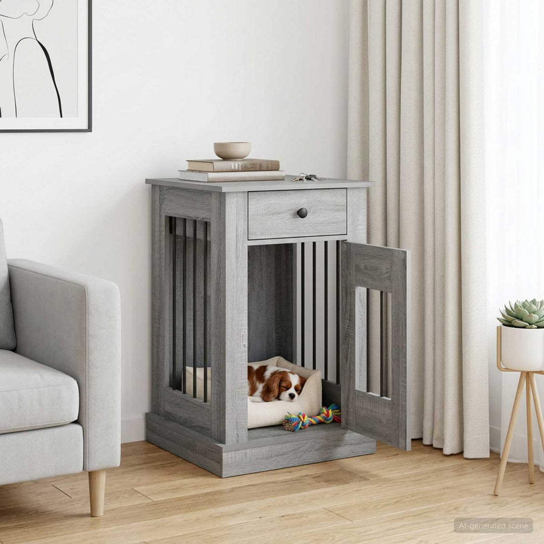 vidaXL Mueble para jaula de perro Sonoma gris 50 x 47,5 x 80 cm