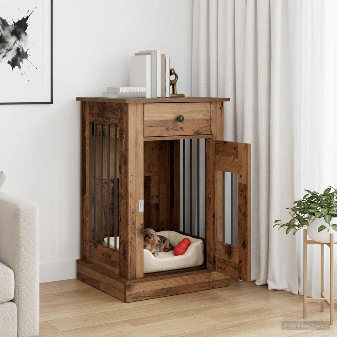 vidaXL Mueble para jaula de perro Madera envejecida 50 x 47,5 x 80 cm