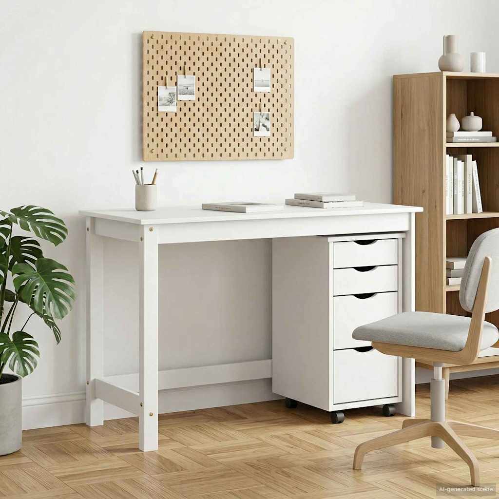 vidaXL Juego de Escritorio y Armario Rodante MOSS 2 uds. Blanco