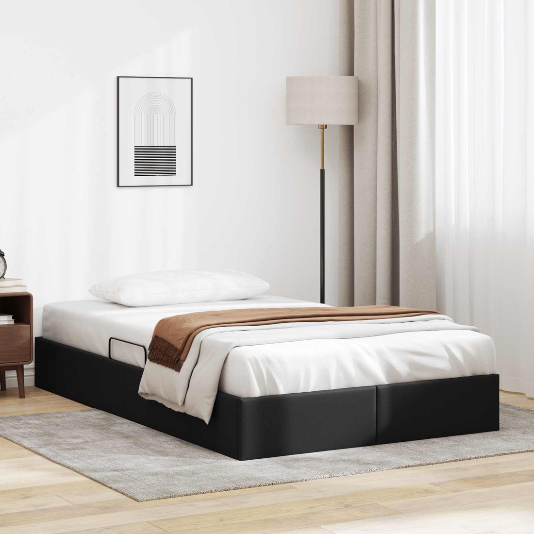 vidaXL Estructura de Cama Ottoman Negro 120 x 200 cm Cuero sintético