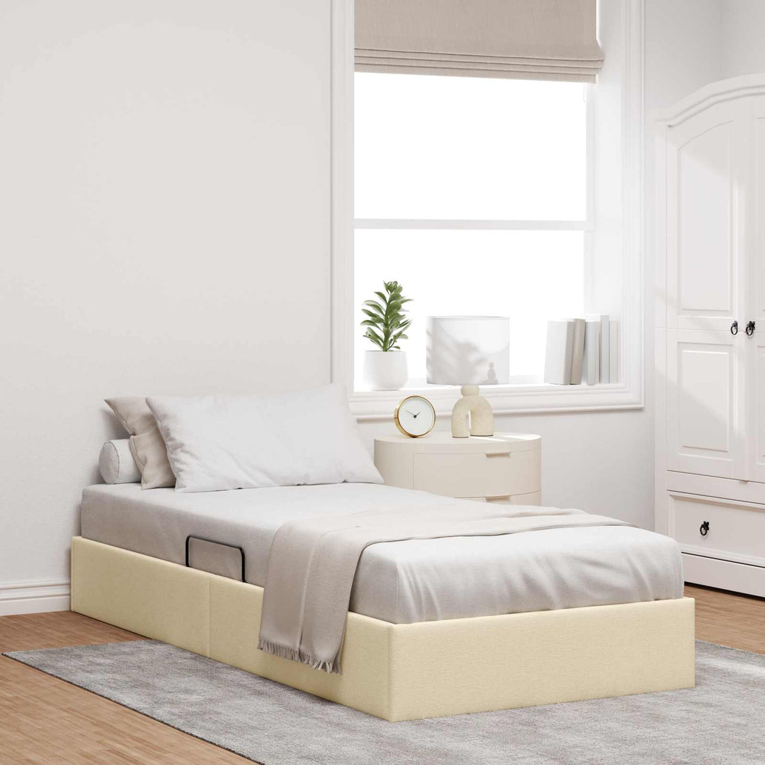 vidaXL Estructura de Cama Ottoman Crema 90 x 200 cm tela