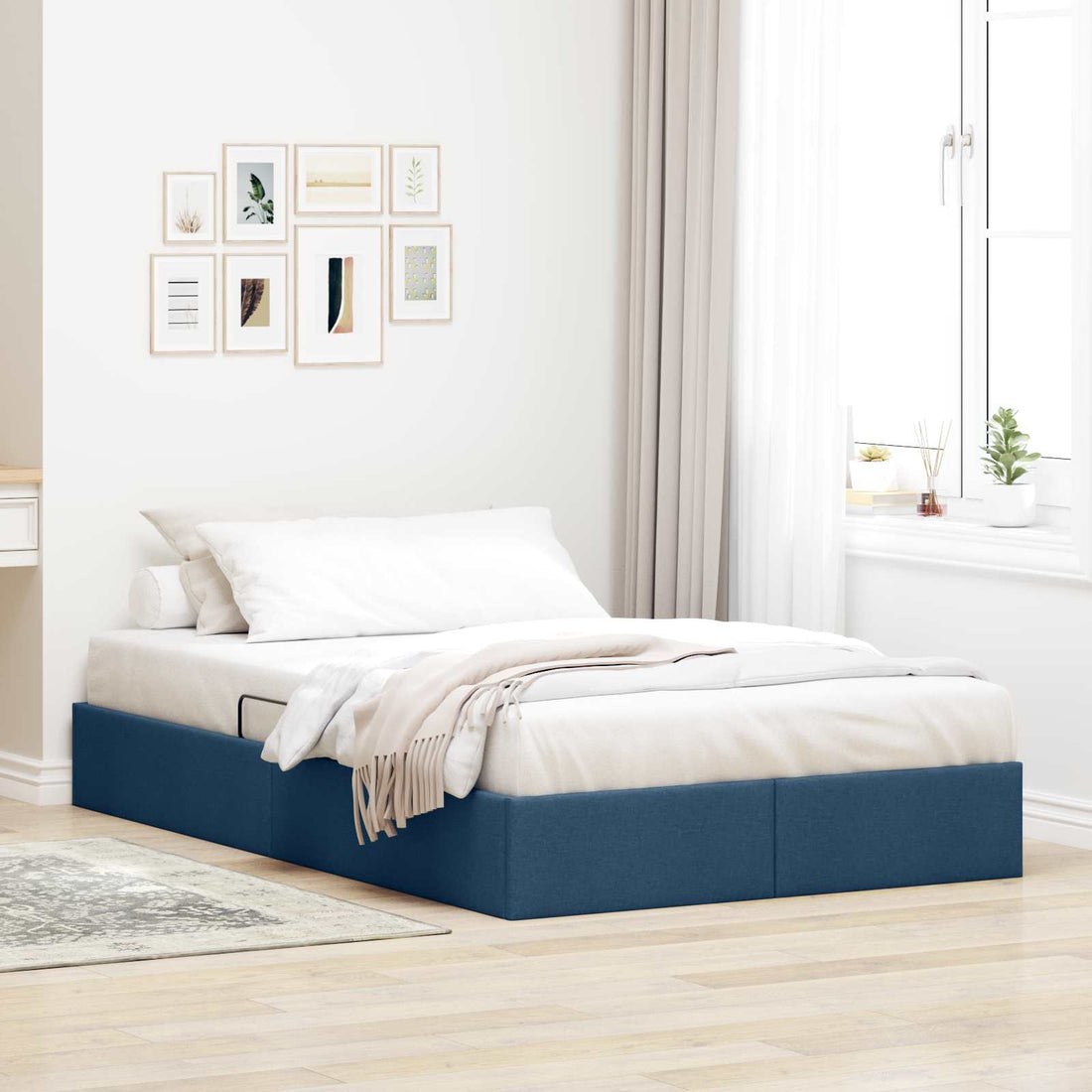 vidaXL Estructura de Cama Ottoman Azul 120 x 200 cm tela