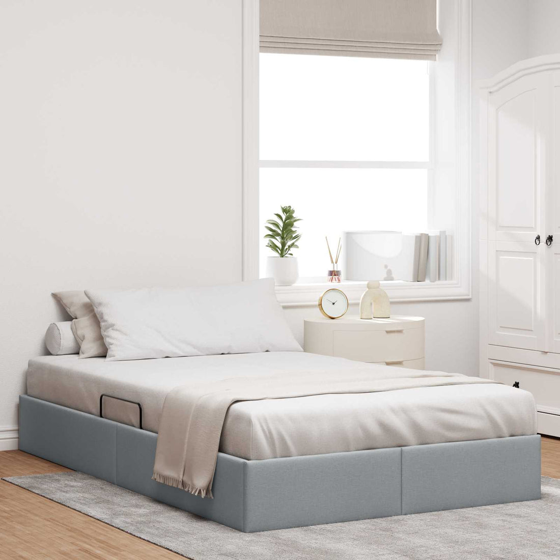 vidaXL Estructura de Cama Ottoman Gris Claro 120 x 200 cm tela