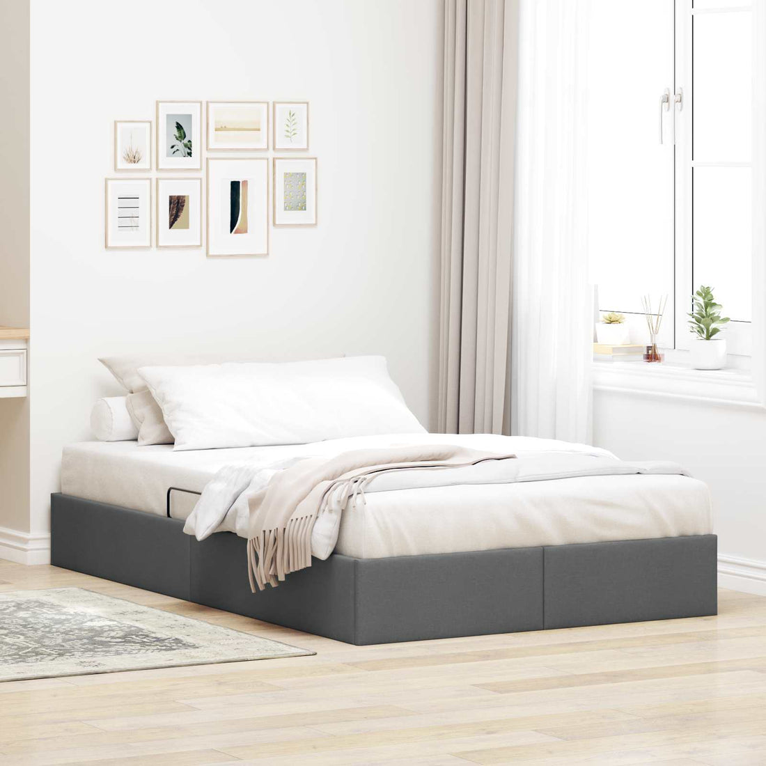 vidaXL Estructura de Cama Ottoman Gris oscuro 120 x 200 cm tela
