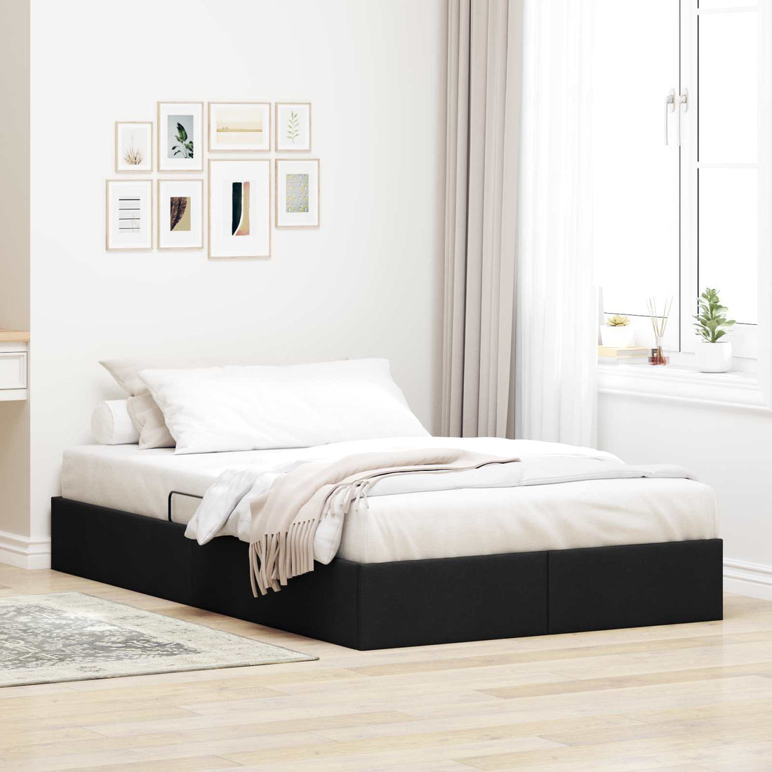 vidaXL Estructura de Cama Ottoman Negro 120 x 200 cm tela