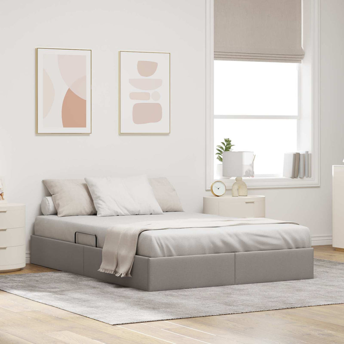 vidaXL Estructura de Cama Ottoman Taupé 140 x 190 cm tela