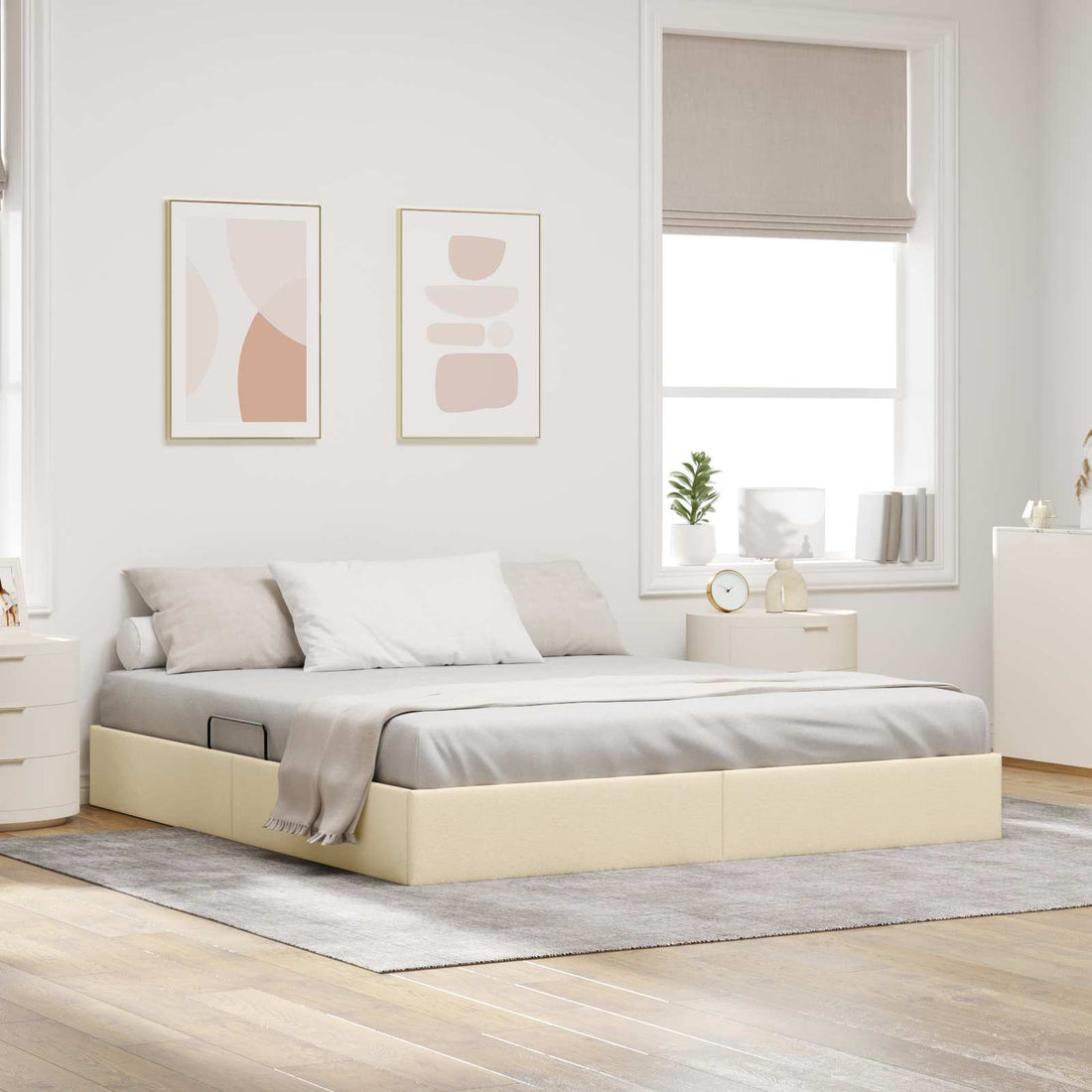 vidaXL Estructura de Cama Ottoman Crema 180 x 200 cm tela