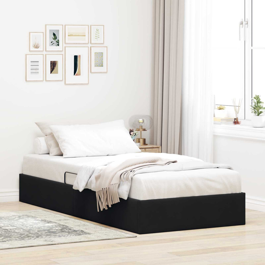 vidaXL Estructura de Cama Ottoman Negro 90 x 190 cm Terciopelo