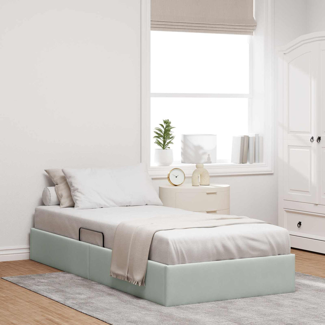 vidaXL Estructura de Cama Ottoman Gris Claro 90 x 200 cm Terciopelo