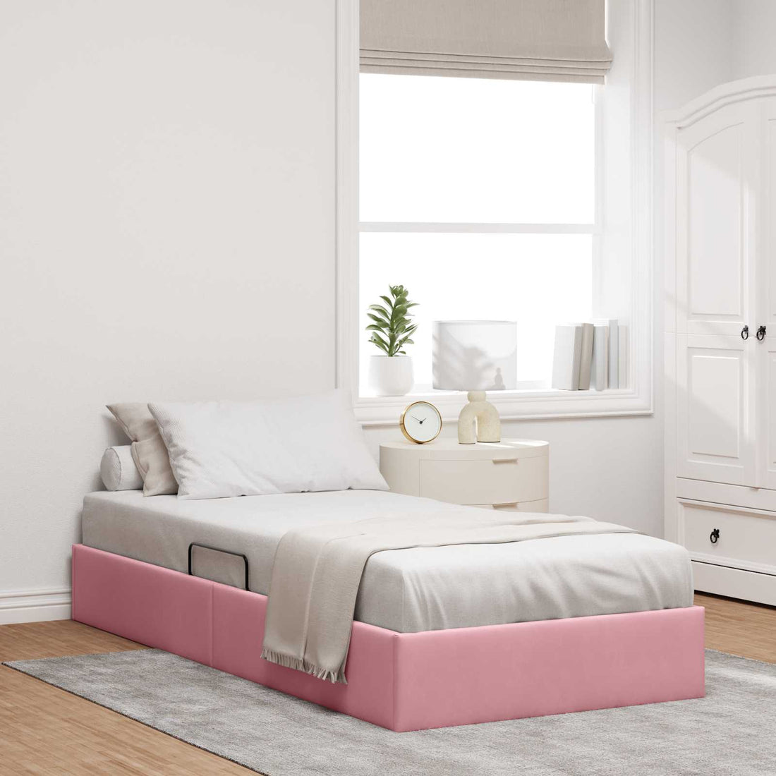 vidaXL Estructura de Cama Ottoman Rosa 90 x 200 cm Terciopelo