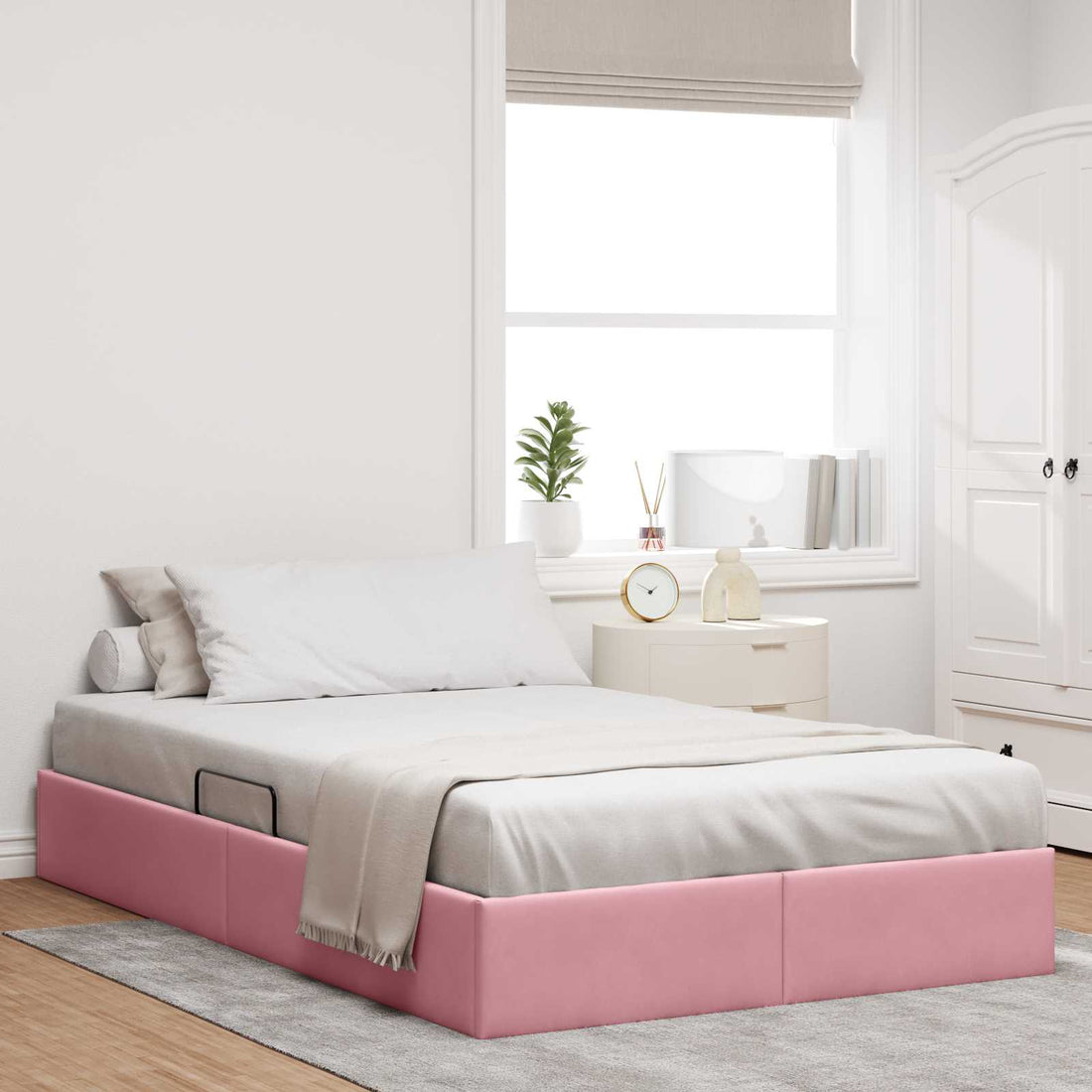 vidaXL Estructura de Cama Ottoman Rosa 120 x 200 cm Terciopelo