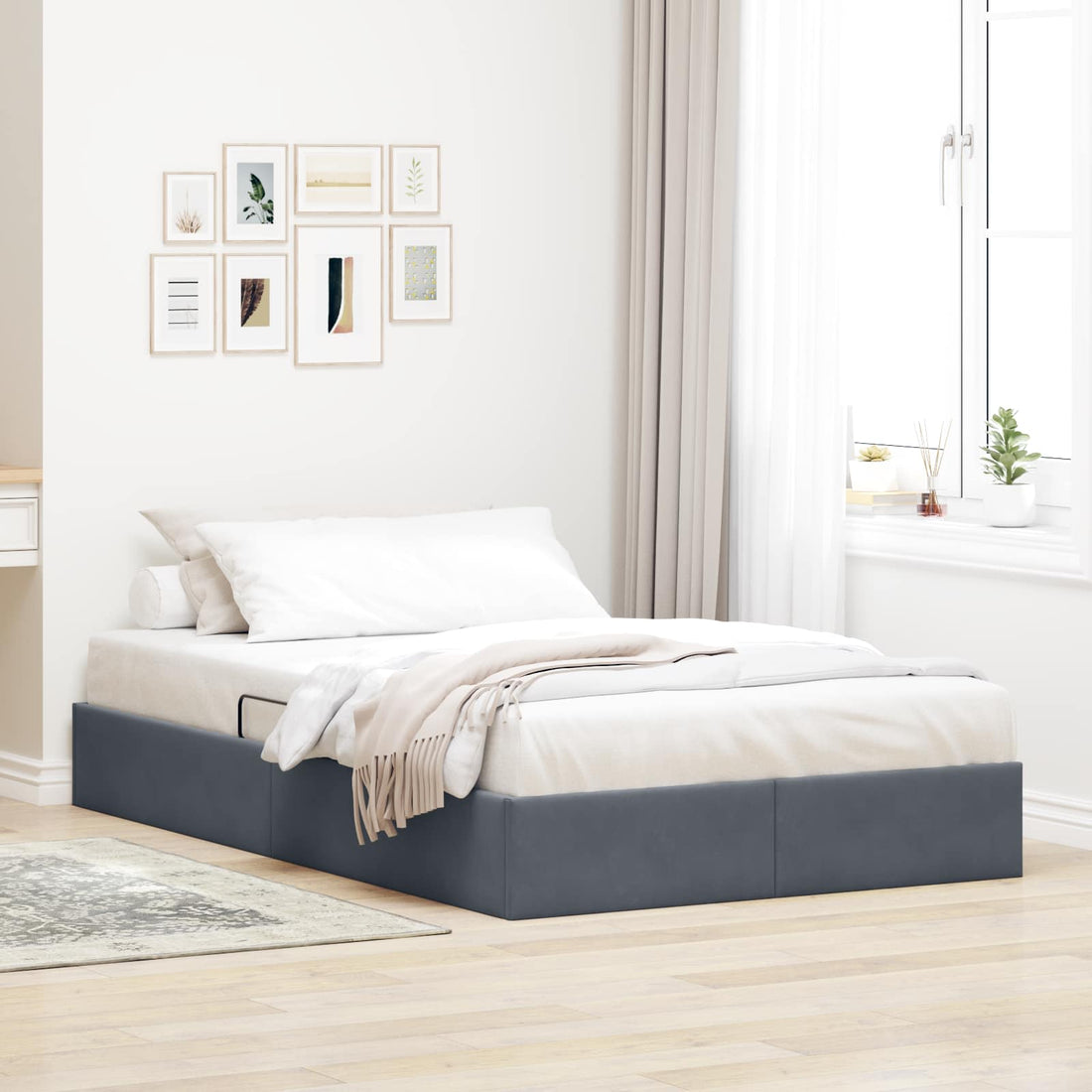 vidaXL Estructura de Cama Ottoman Gris oscuro 120 x 200 cm Terciopelo