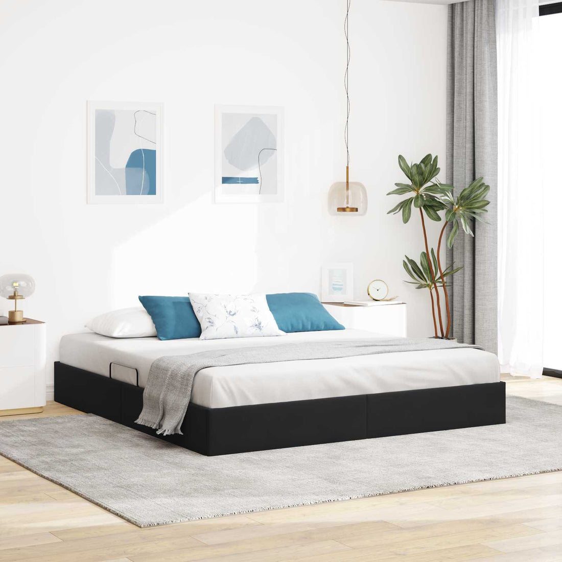 vidaXL Estructura de Cama Ottoman Negro 160 x 200 cm Terciopelo