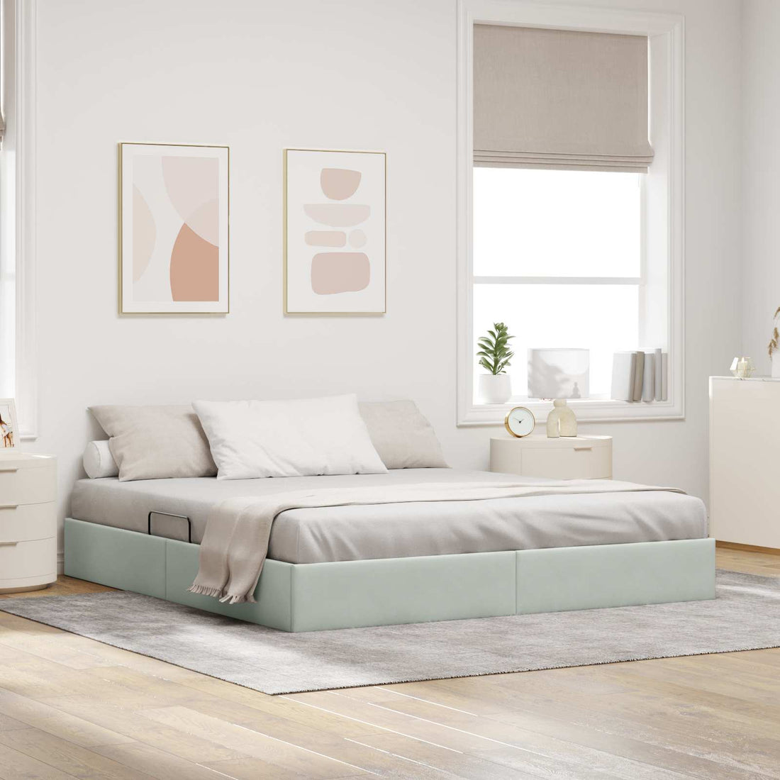 vidaXL Estructura de Cama Ottoman Gris Claro 180 x 200 cm Terciopelo