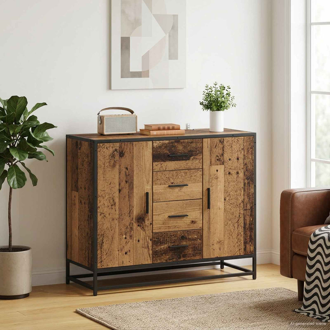 vidaXL Aparador Madera de roble 92 x 35 x 76 cm Madera de ingeniería