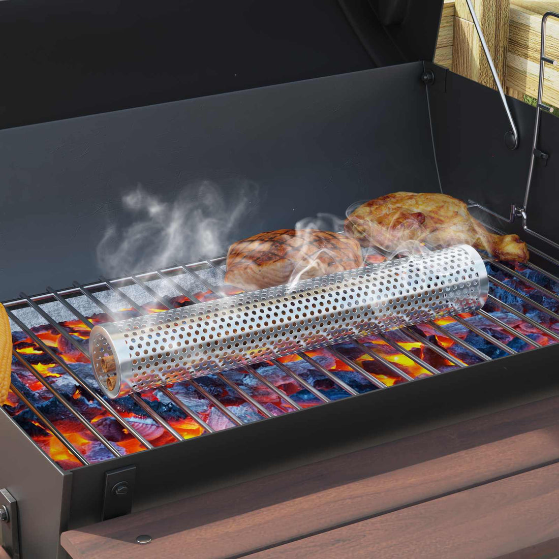 vidaXL Parrilla de carbón 75 x 48 x 120 cm Plateado