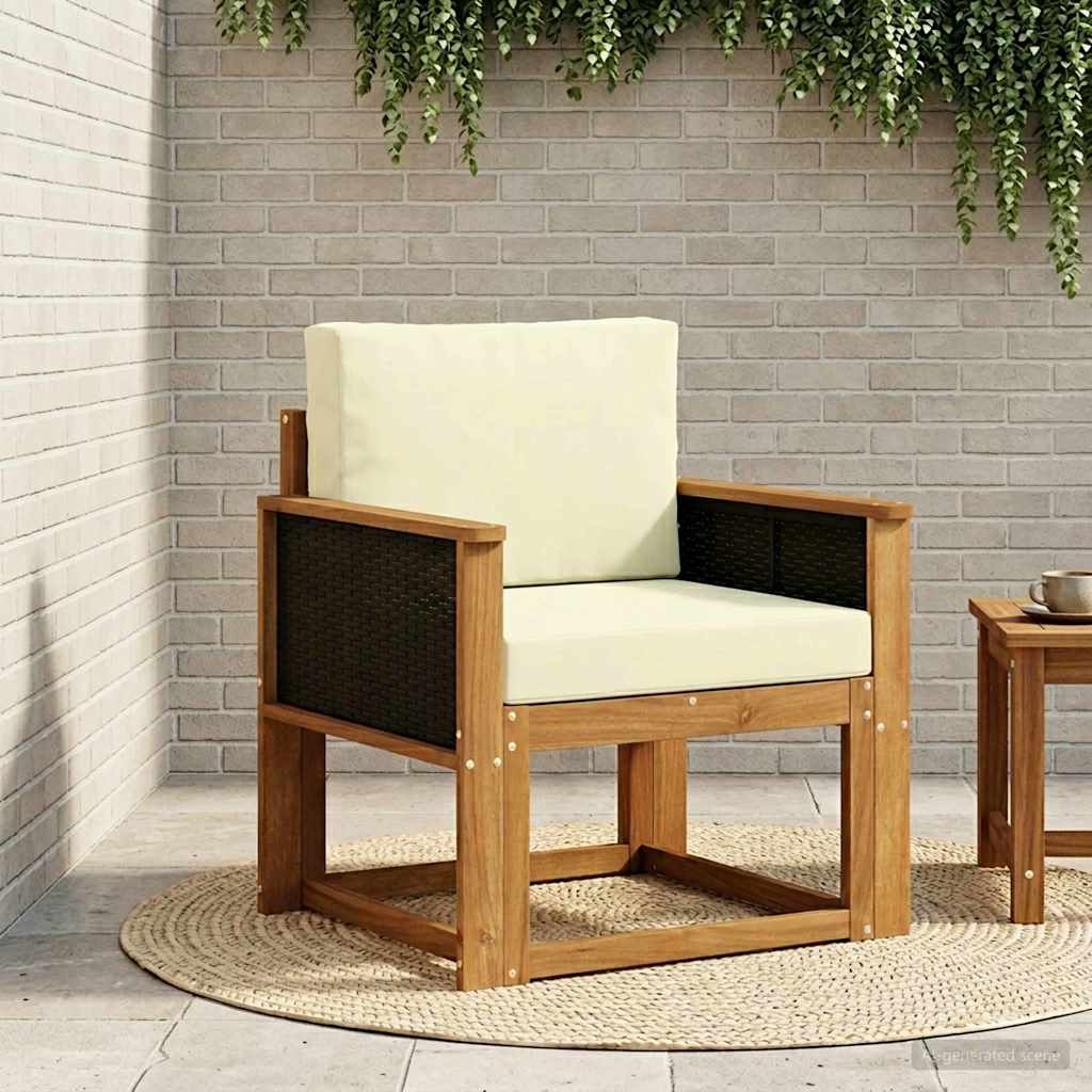 vidaXL Sofá intermedio de exterior Madera de Acacia Sólida Natural