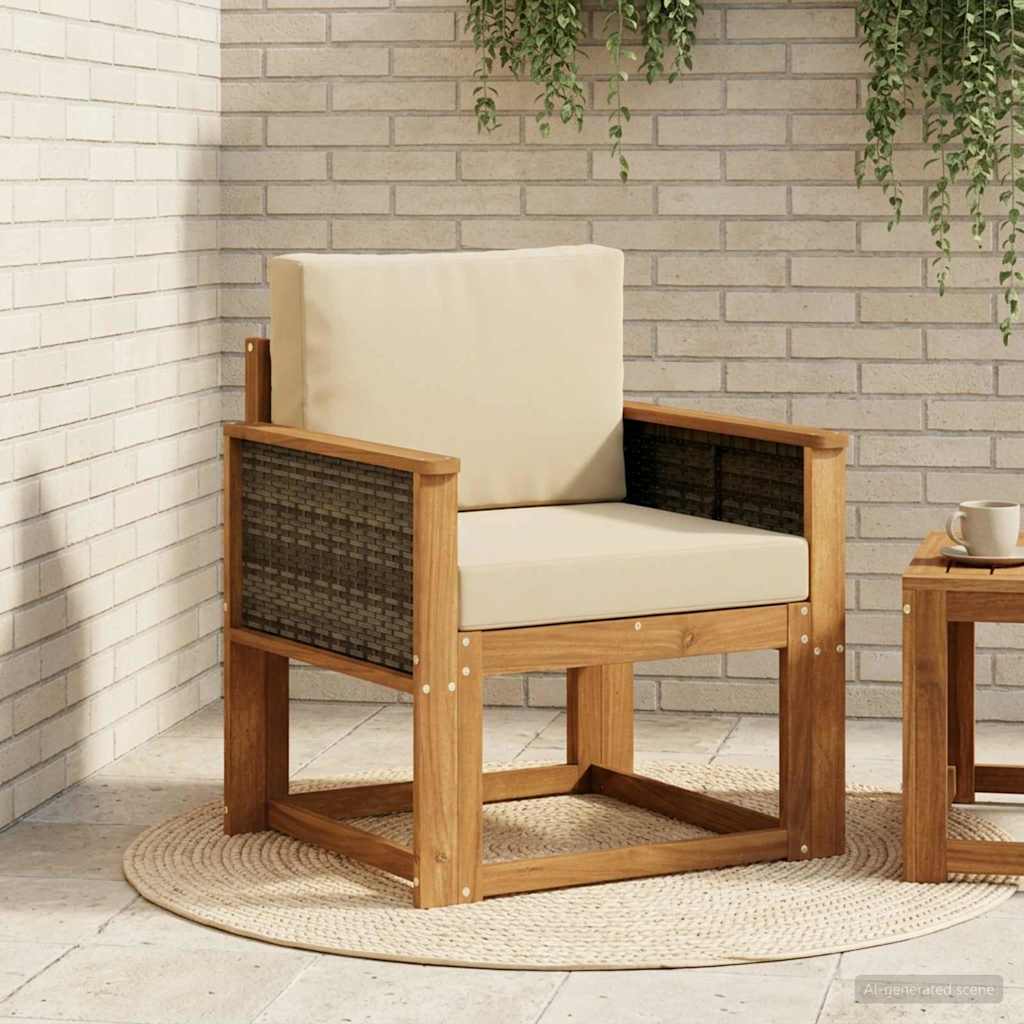 vidaXL Sofá intermedio de exterior Madera de Acacia Sólida Natural