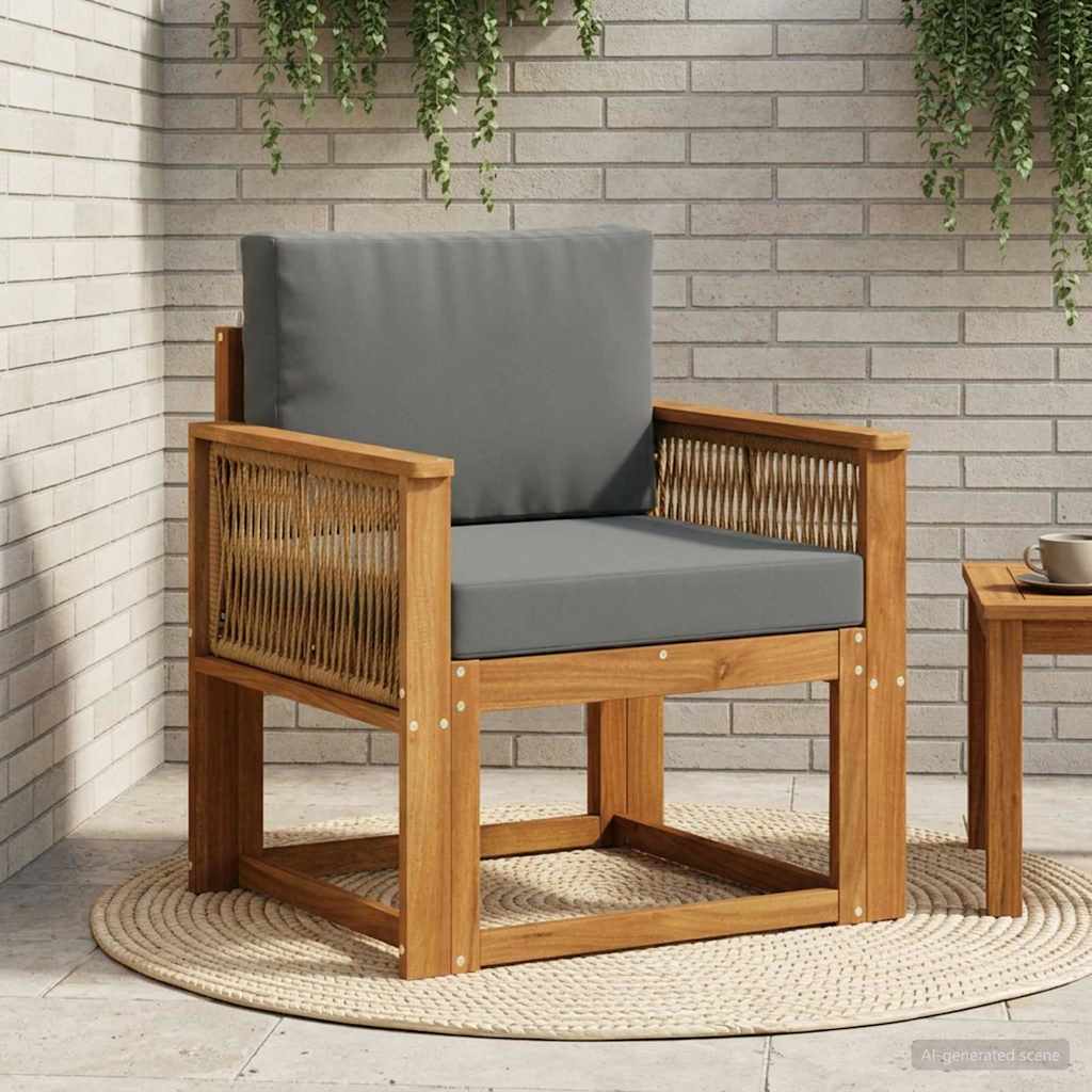 vidaXL Sofá intermedio de exterior Madera de Acacia Sólida Natural