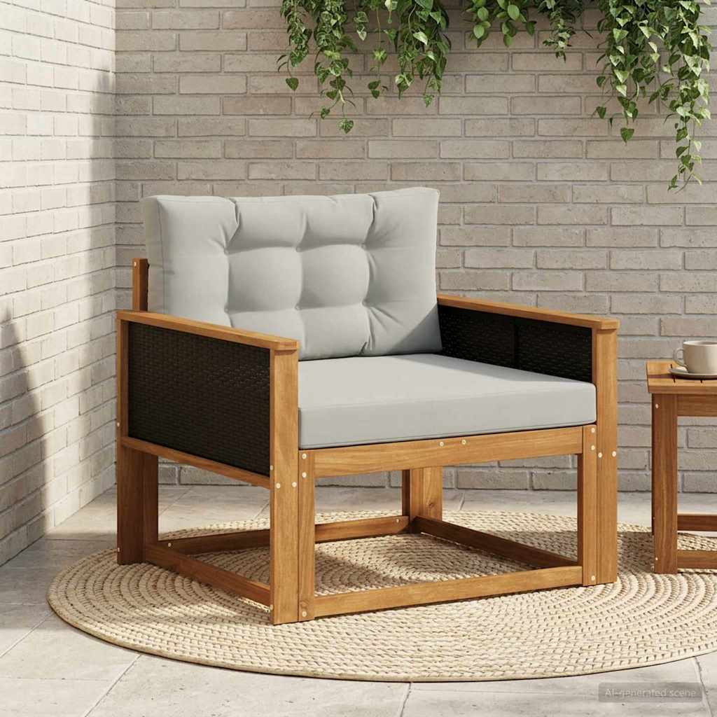vidaXL Sofá intermedio de exterior Madera de Acacia Sólida Natural