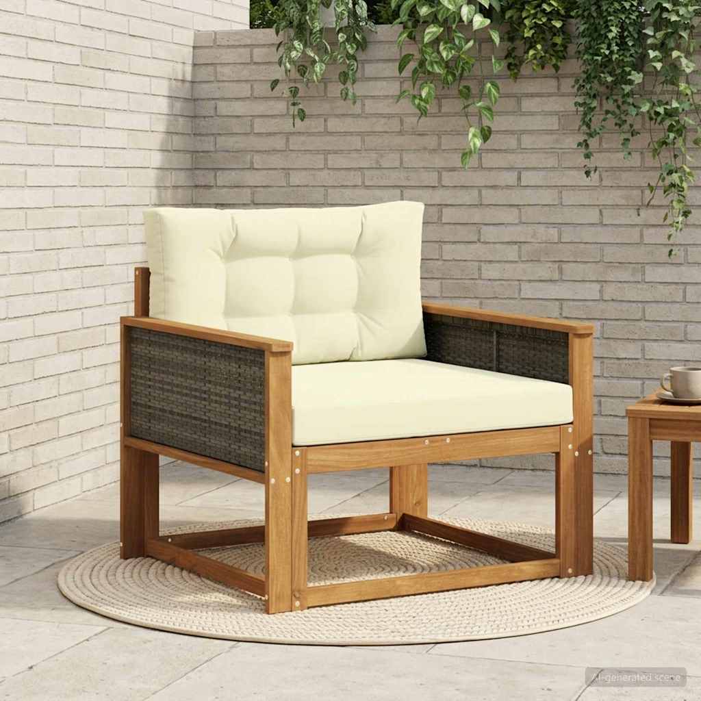 vidaXL Sofá intermedio de exterior Madera de Acacia Sólida Natural