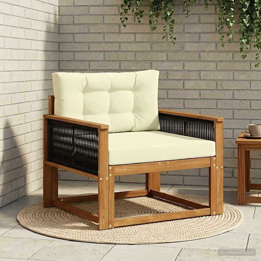 vidaXL Sofá intermedio de exterior Madera de Acacia Sólida Natural