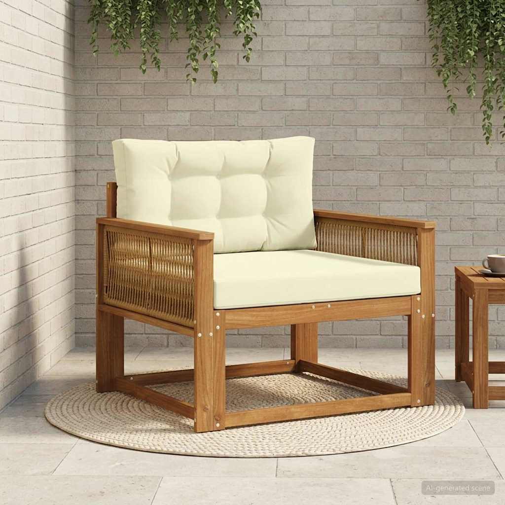 vidaXL Sofá intermedio de exterior Madera de Acacia Sólida Natural