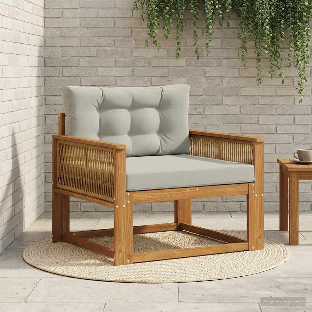 vidaXL Sofá intermedio de exterior Madera de Acacia Sólida Natural