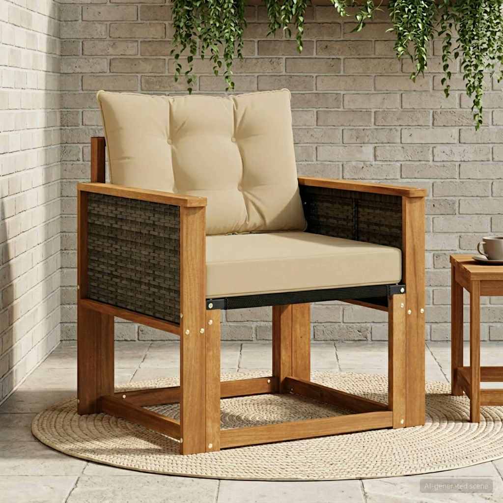 vidaXL Sofá intermedio de exterior Madera de Acacia Sólida Natural