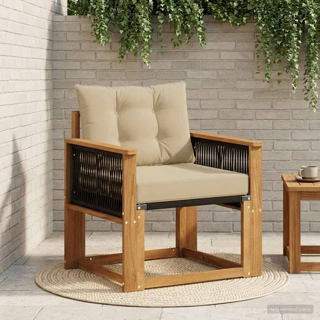 vidaXL Sofá intermedio de exterior Madera de Acacia Sólida Natural