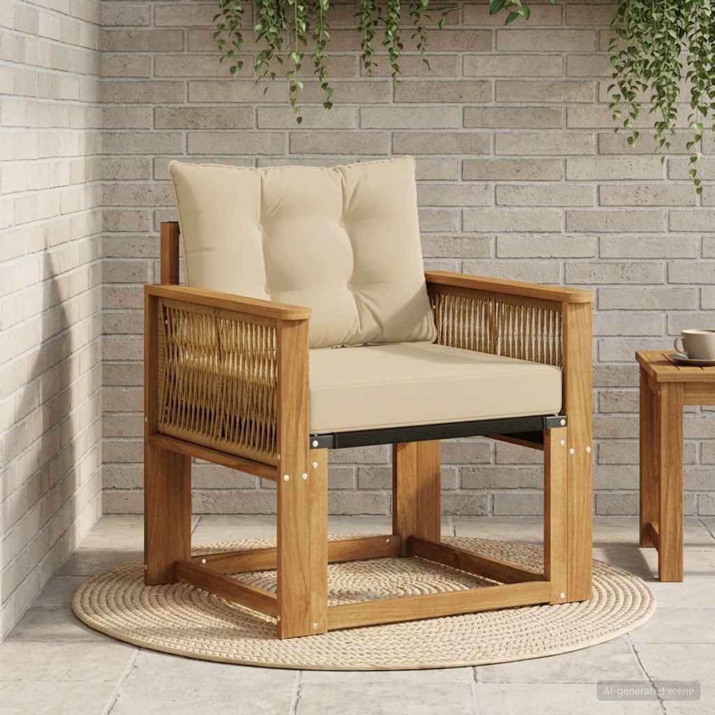 vidaXL Sofá intermedio de exterior Madera de Acacia Sólida Natural