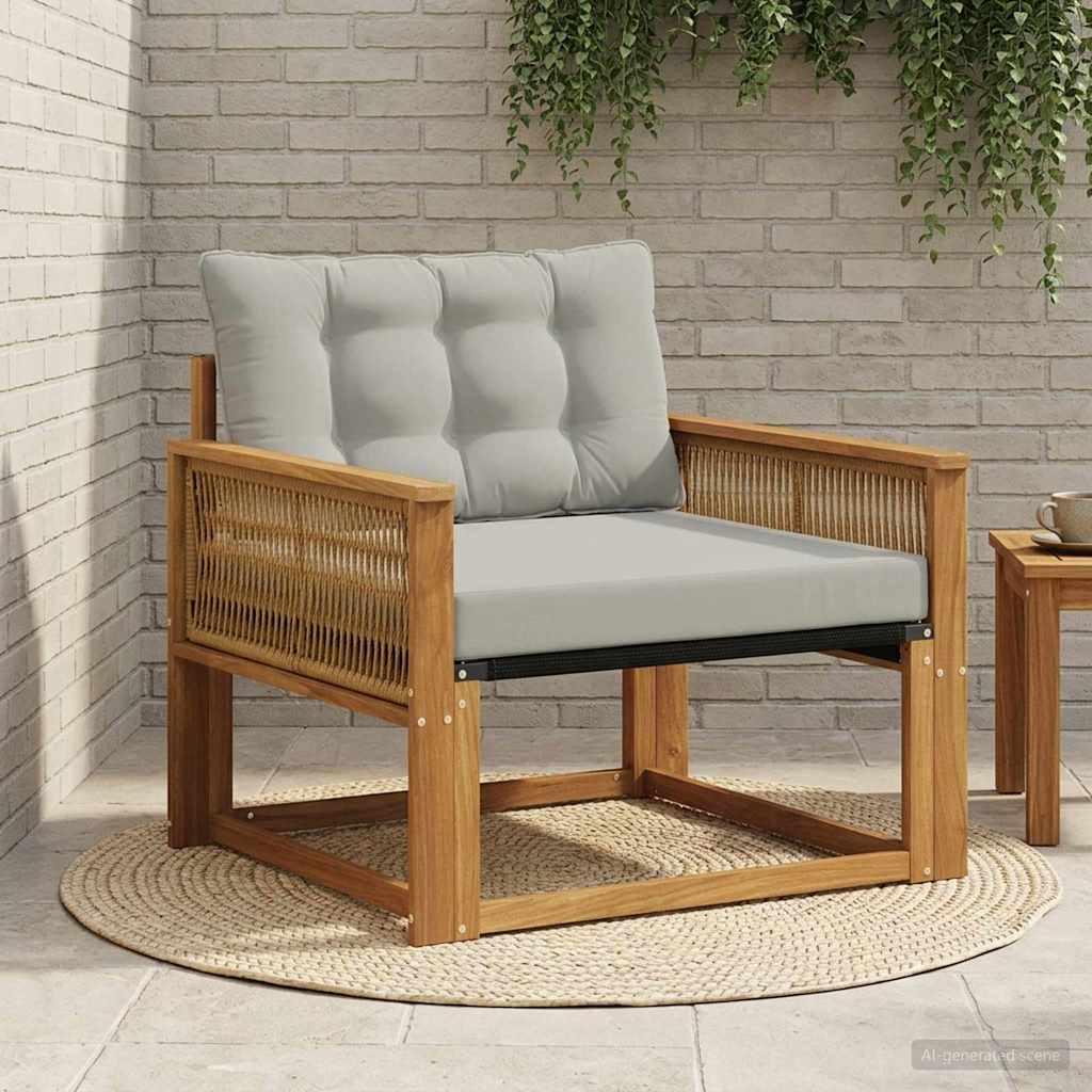 vidaXL Madera maciza de acacia y textileno