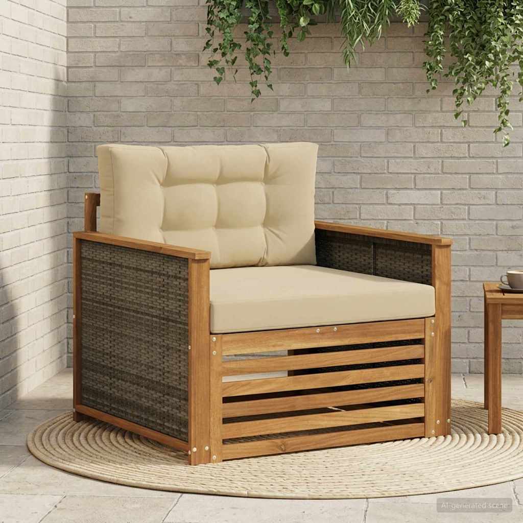 vidaXL Sofá intermedio de exterior Natural