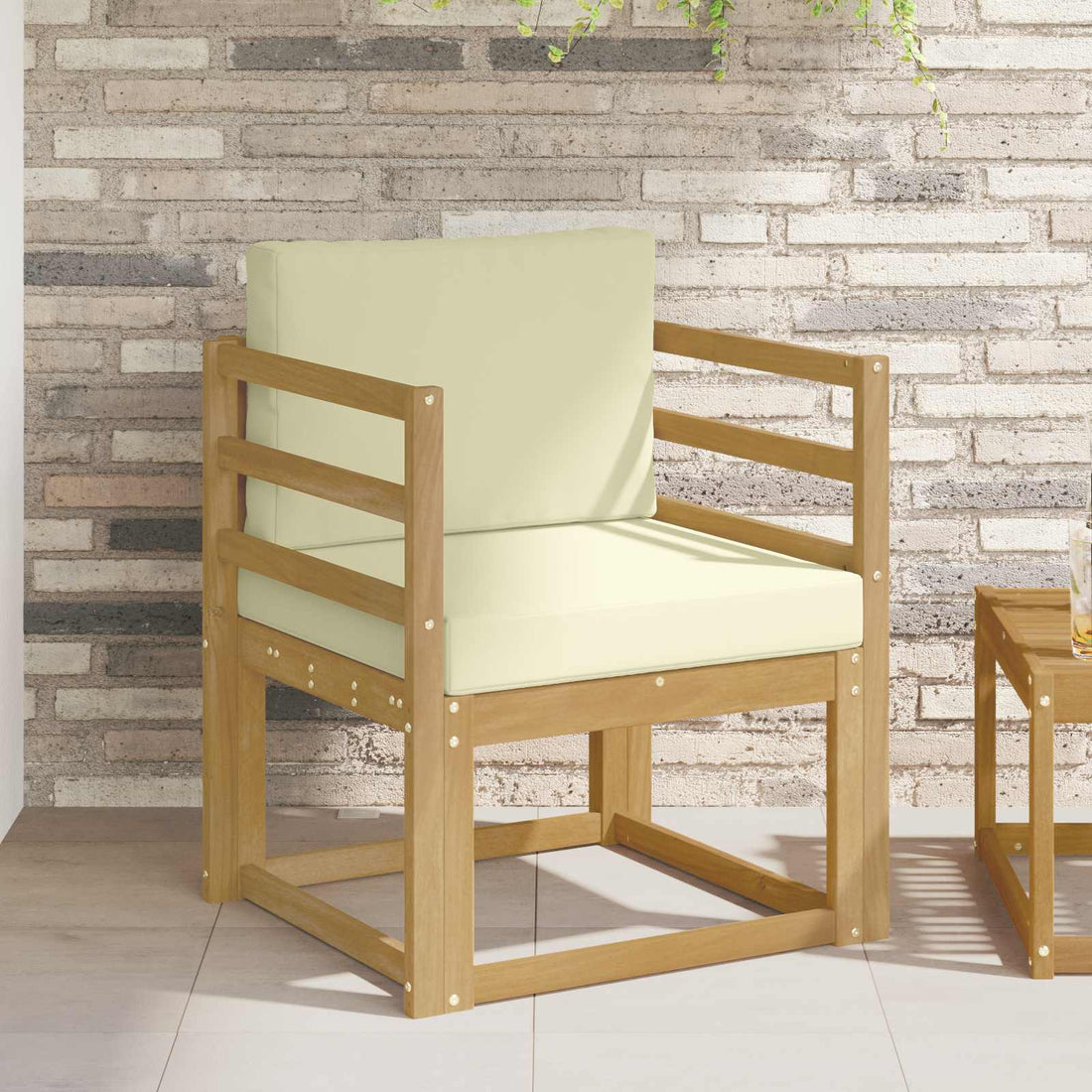 vidaXL Sofá de exterior Poliéster Blanco y Crema