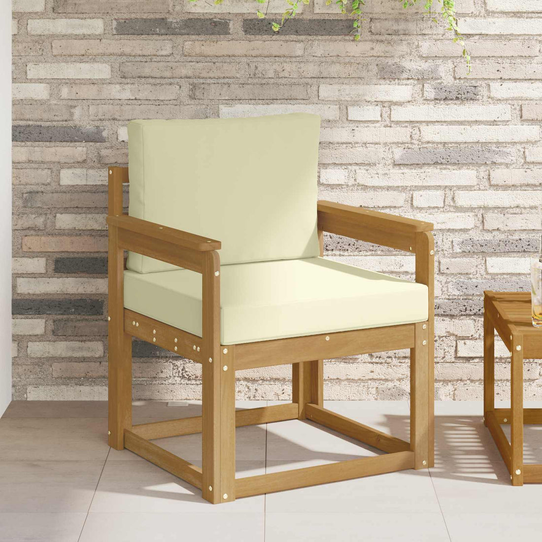 vidaXL Sofá de exterior Poliéster Blanco y Crema