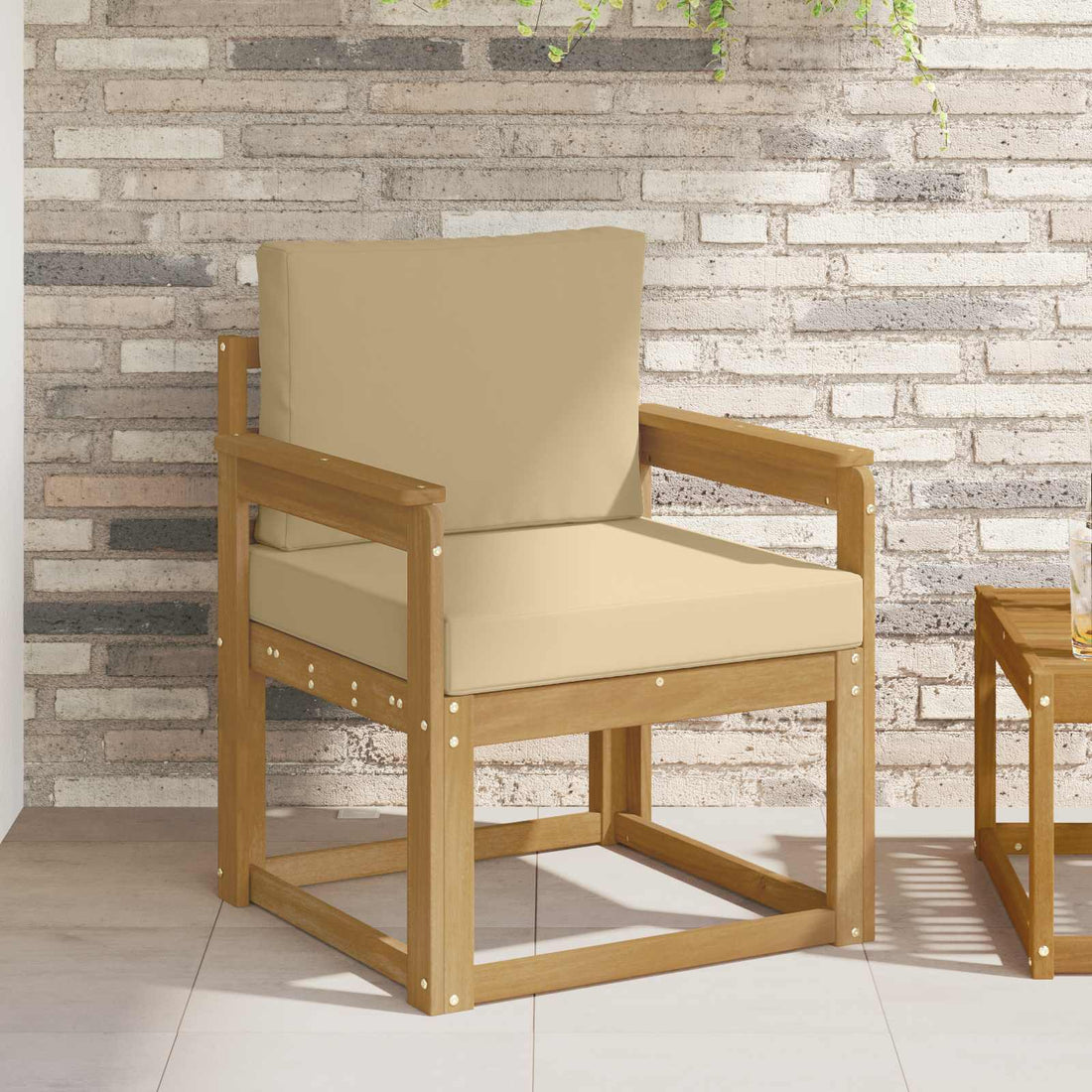 vidaXL Sofá de exterior Poliéster Blanco y Beige