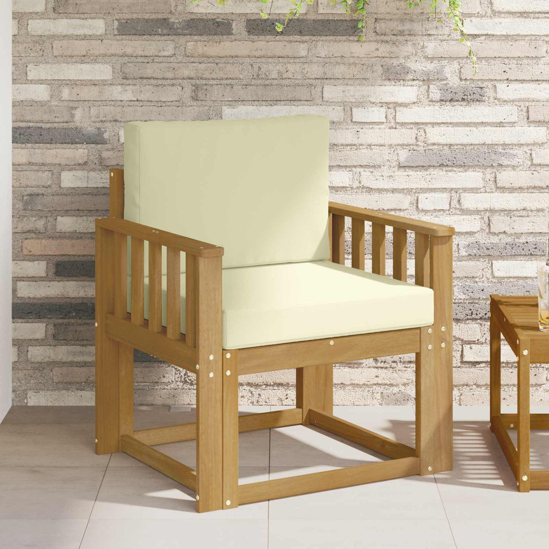 vidaXL Sofá de exterior Poliéster Blanco y Crema