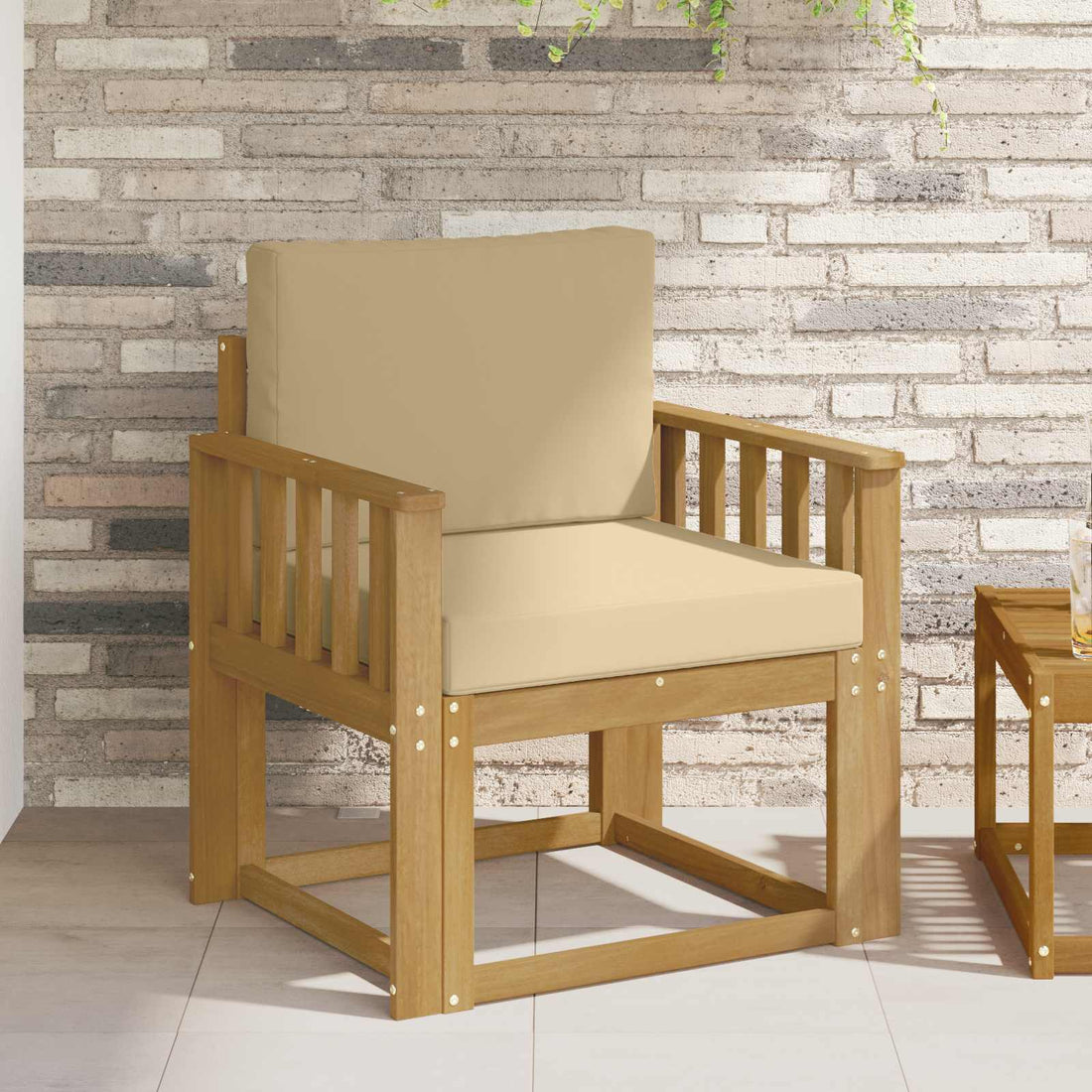 vidaXL Sofá de exterior Poliéster Blanco y Beige