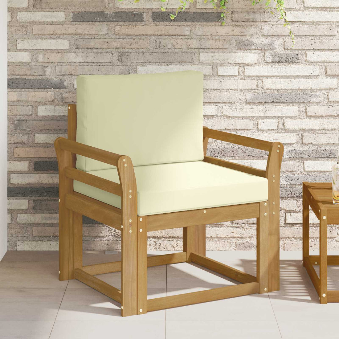 vidaXL Sofá de exterior Poliéster Blanco y Crema
