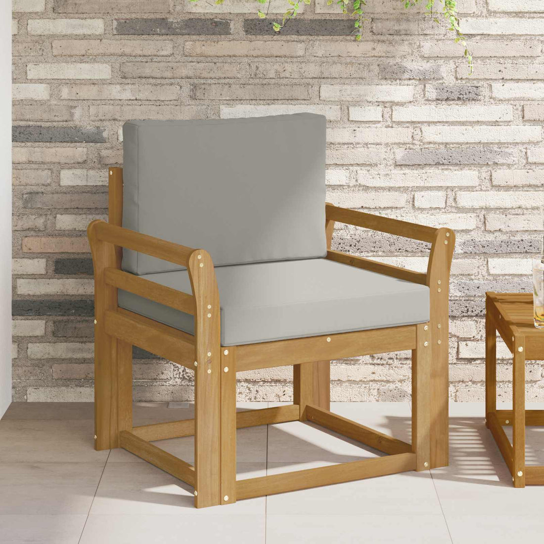 vidaXL Sofá de exterior Poliéster Blanco y Gris Claro