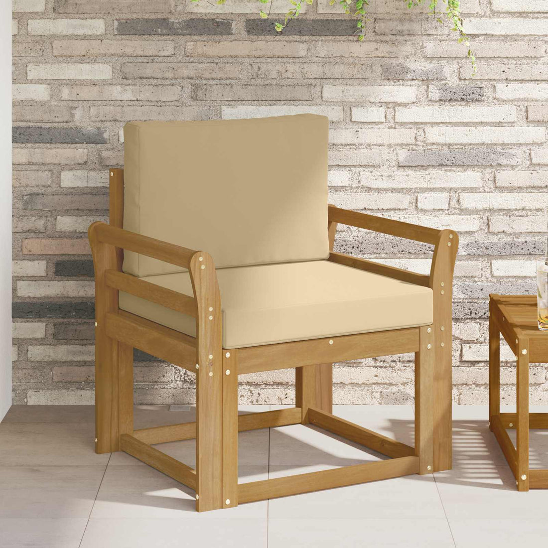 vidaXL Sofá de exterior Poliéster Blanco y Beige