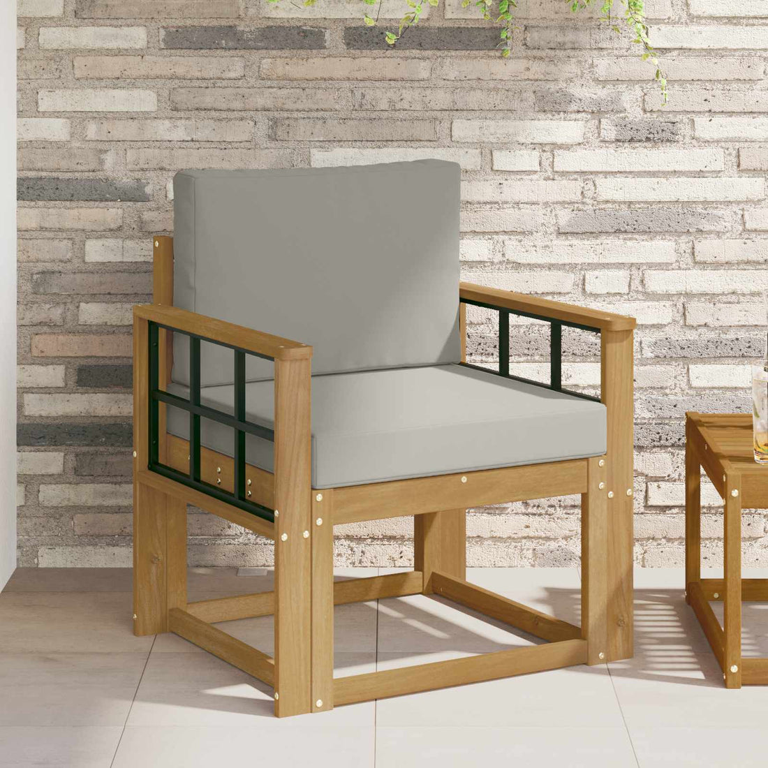 vidaXL Sofá de exterior Poliéster Blanco y Gris Claro