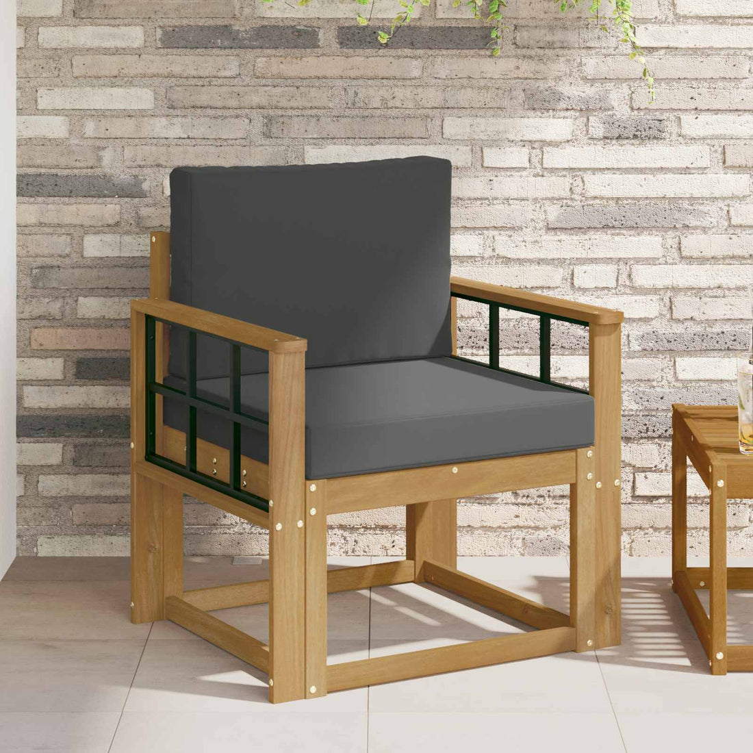vidaXL Sofá de exterior Poliéster Blanco y Antracita
