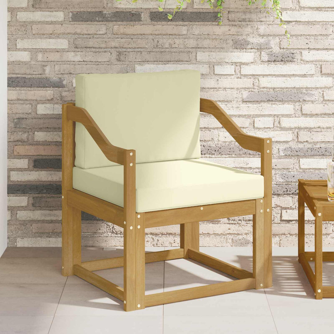 vidaXL Sofá de exterior Poliéster Blanco y Crema