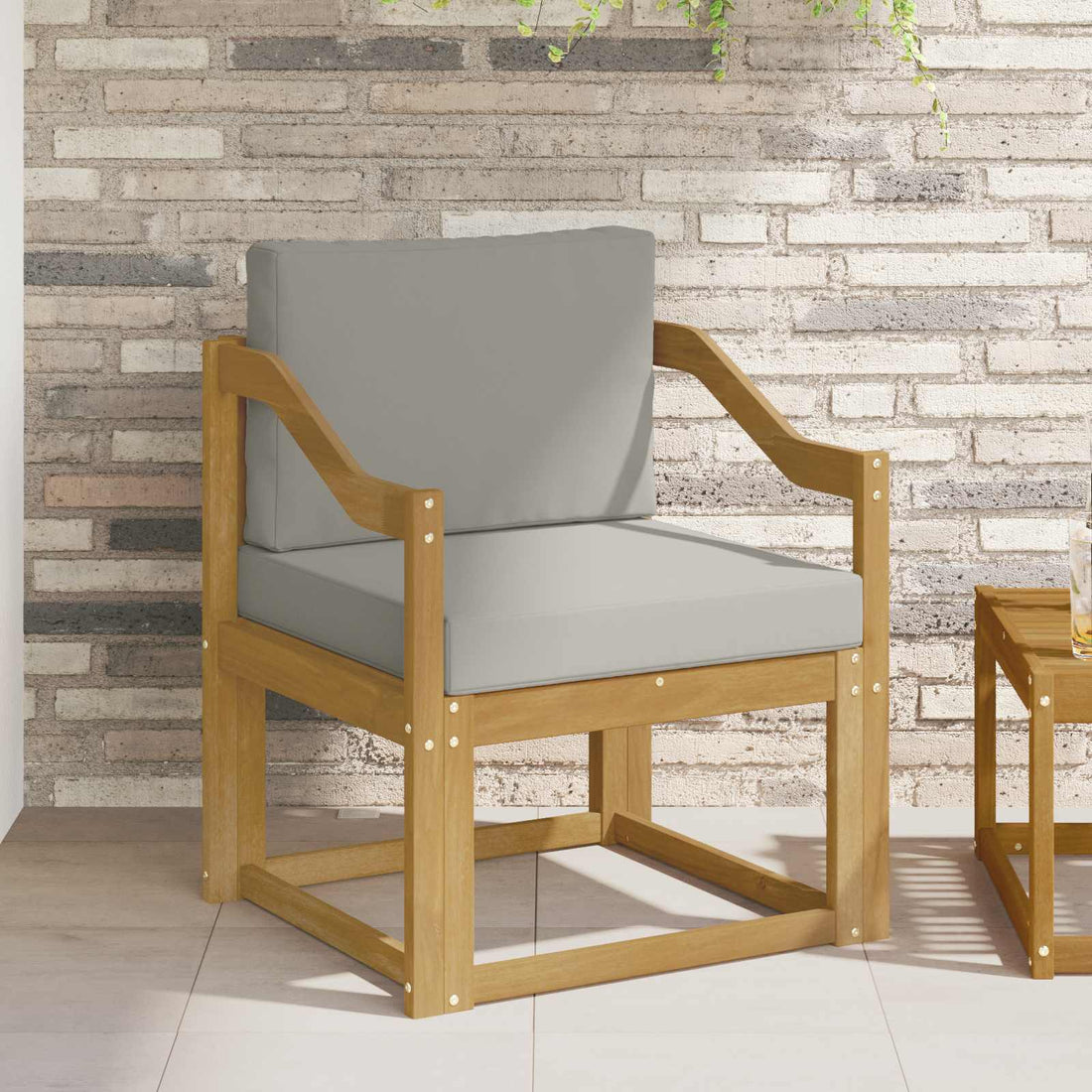 vidaXL Sofá de exterior Poliéster Blanco y Gris Claro