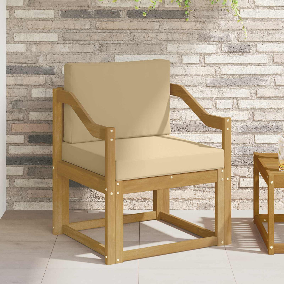 vidaXL Sofá de exterior Poliéster Blanco y Beige