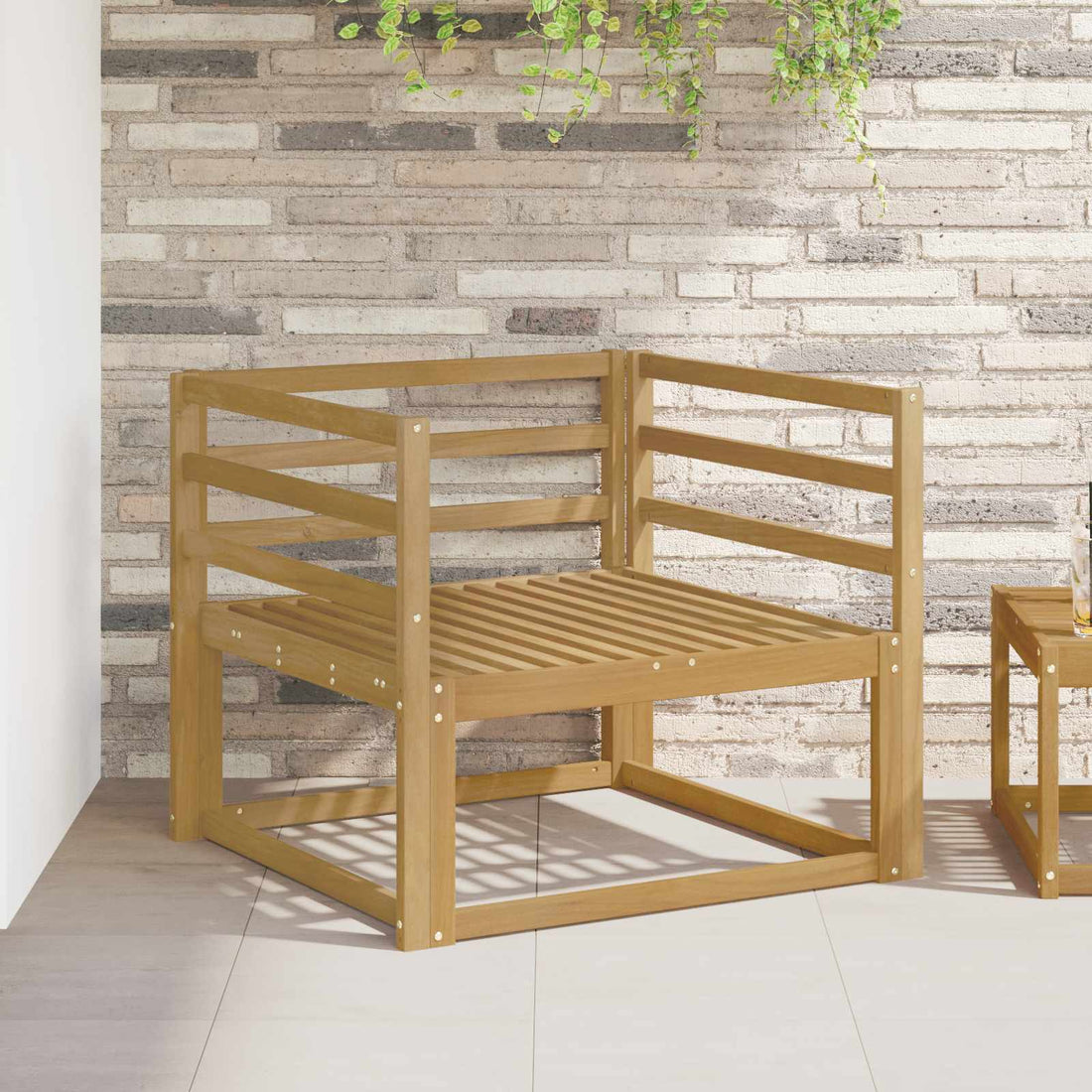 vidaXL Sofá intermedio de exterior Madera de Acacia Sólida Blanco